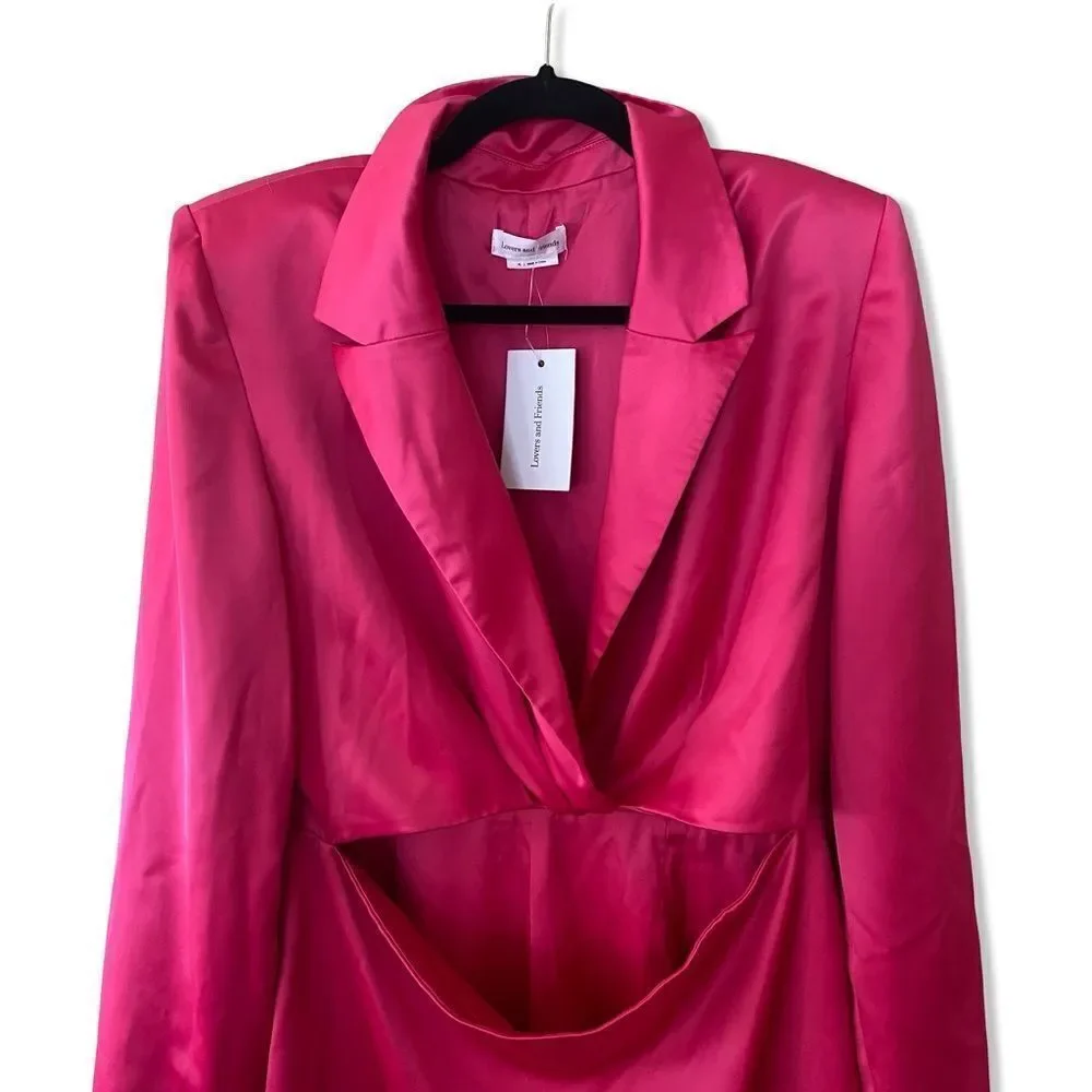 NWT Lovers and Friends Andie blazer dress pink satin mini cut out Revolve XL